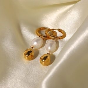 ◾️18K Gold Plated Natural Pearl Water Drop Earrings